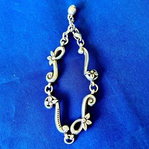 Brighton Floral Link Chain Bracelet Adjustable Silver Plated EUC